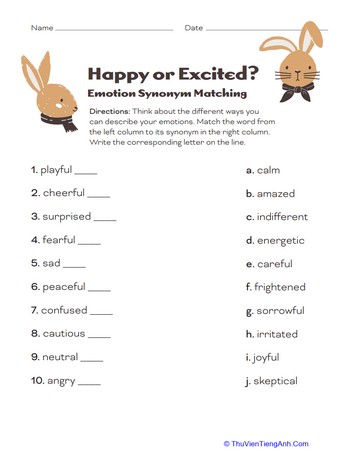 Happy or Excited? Emotion Synonym Matching