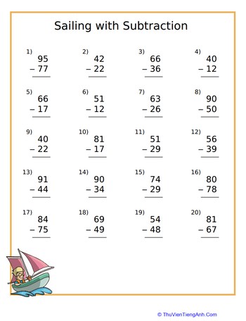 Sailing With Subtraction: Two-Digit Practice