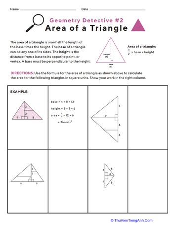 Geometry Detective: Area of a Triangle #2