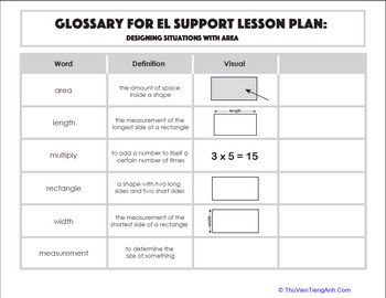 Glossary: Designing Situations with Area