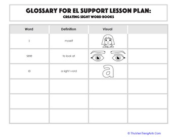 Glossary: Creating Sight Word Books