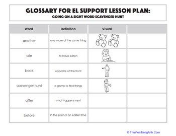 Glossary: Going on a Sight Word Scavenger Hunt