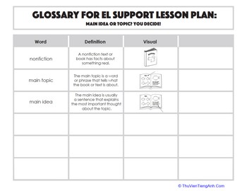 Glossary: Main Idea or Topic? You Decide!