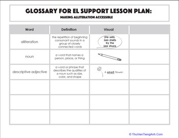 Glossary: Making Alliteration Accessible