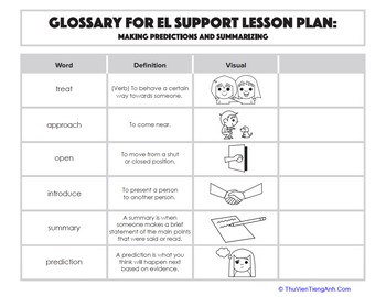 Glossary: Making Predictions and Summarizing