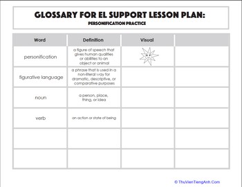 Glossary: Personification Practice