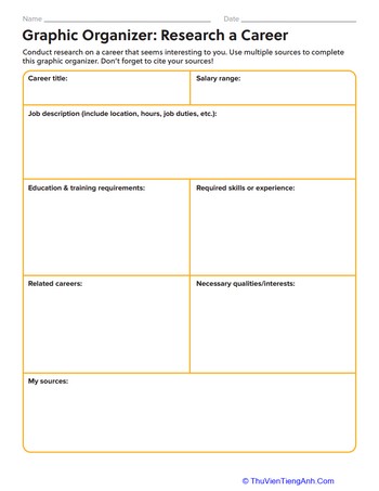 Graphic Organizer: Research a Career