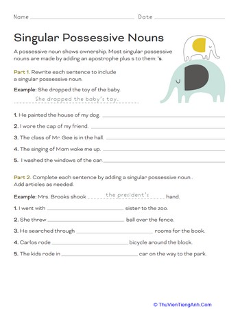 Singular Possessive Nouns