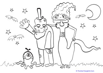 Halloween Family Coloring Page