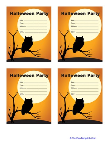 Creepy Owl Halloween Party Invitations