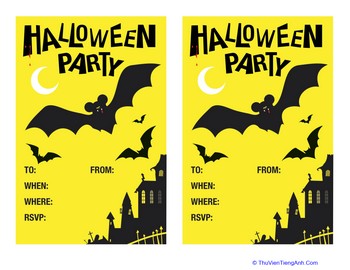 Flying Bats Halloween Party Invitations
