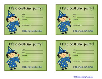 Costumed Kids Halloween Party Invitations