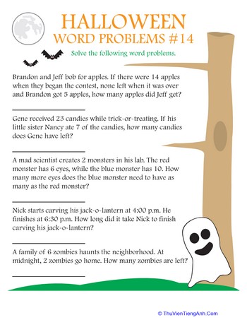 Halloween Word Problems #14