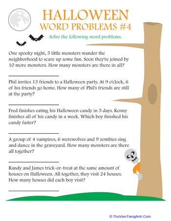 Halloween Word Problems #4