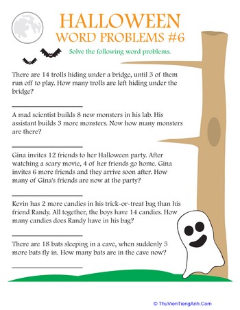 Halloween Word Problems #6