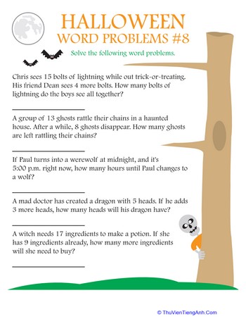 Halloween Word Problems #8