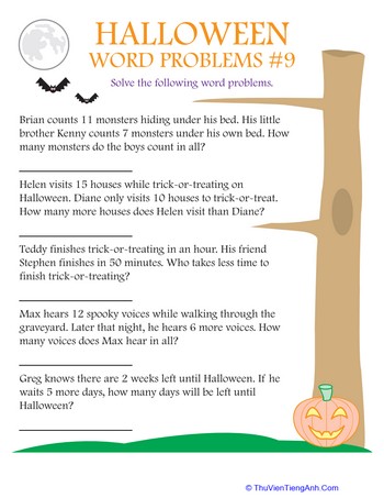 Halloween Word Problems #9