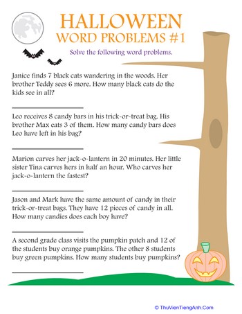 Halloween Word Problems