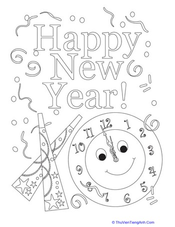 Happy New Year Coloring Sheet