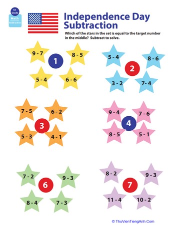 Holiday Math: 4th of July Subtraction