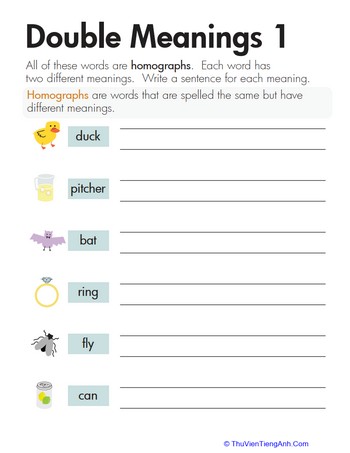 Homographs: Double Meanings 1