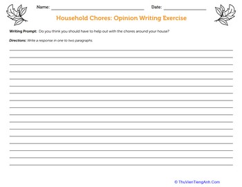 Household Chores: Opinion Writing Exercise
