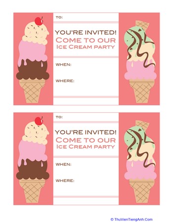 Ice Cream Social Invitations #2