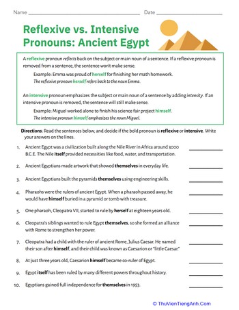 Reflexive vs. Intensive Pronouns: Ancient Egypt