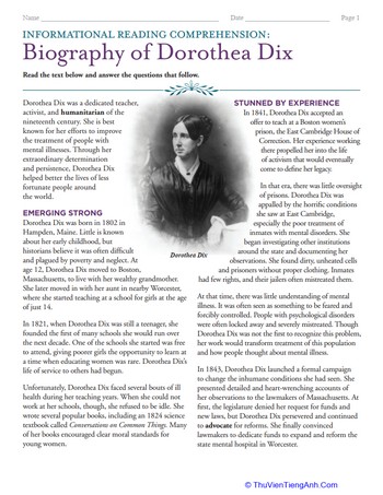 Informational Reading Comprehension: Biography of Dorothea Dix