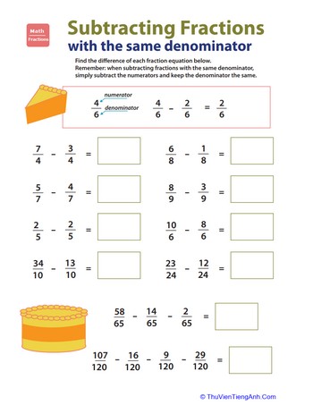 Introducing Fractions: Subtracting Fractions