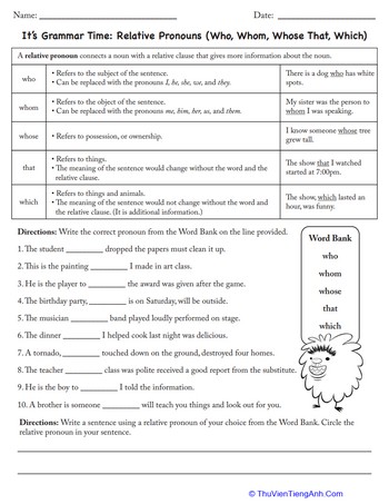 It’s Grammar Time: Relative Pronouns (Who, Whose, Whom, That, Which)