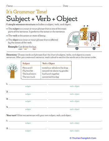 It’s Grammar Time: Subject + Verb + Object