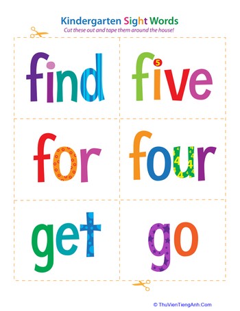 Kindergarten Sight Words: Find to Go