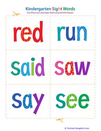 Kindergarten Sight Words: Red to See