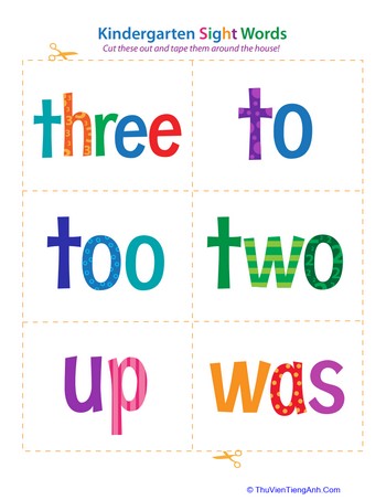 Kindergarten Sight Words: Three to Was