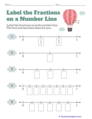 Label the Fractions on a Number Line