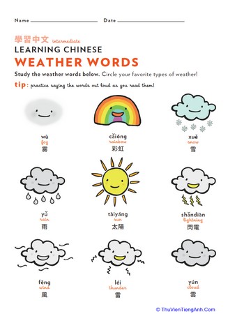 Learn Chinese: Weather Words