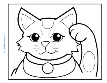 Lucky Cat Statue Coloring Page