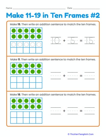 Make 11–19 in Ten Frames #2