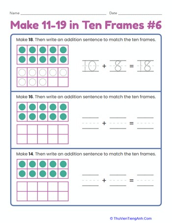 Make 11–19 in Ten Frames #6