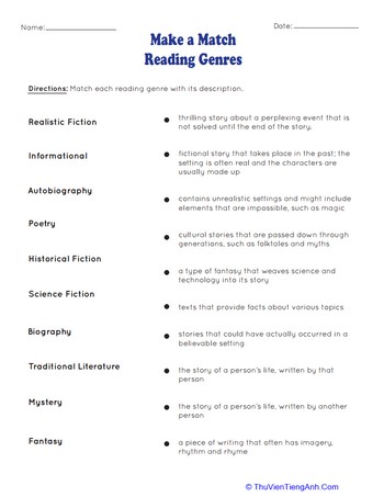 Make a Match: Reading Genres