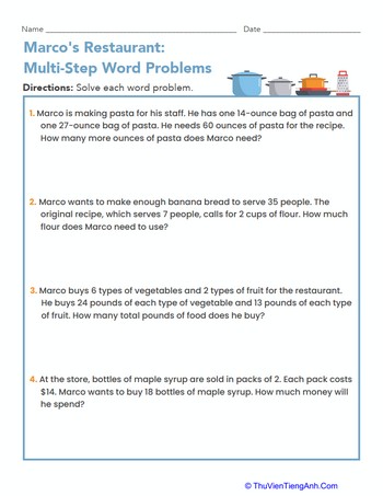 Marco’s Kitchen: Multi-Step Word Problems