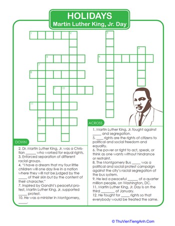 Martin Luther King, Jr. Crossword Puzzle