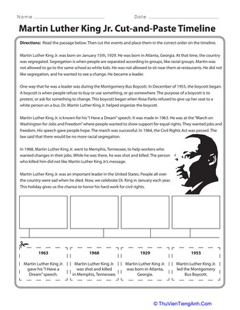 Martin Luther King Jr. Cut-and-Paste Timeline