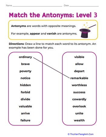 Match the Antonyms: Level 3