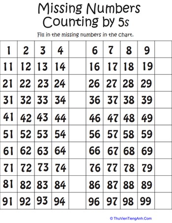 Missing Numbers: Counting by Fives