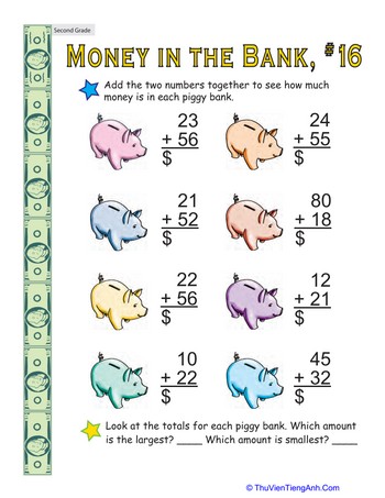 Money in the Bank: Two-Digit Addition #16