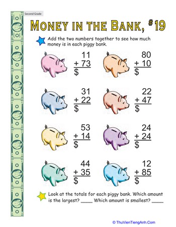 Money in the Bank: Two-Digit Addition #19