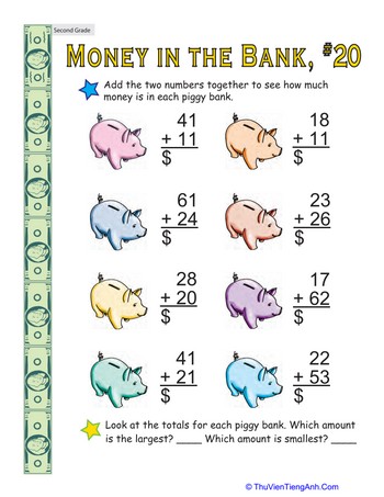 Money in the Bank: Two-Digit Addition #20