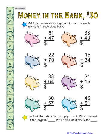 Money in the Bank: Two-Digit Addition #30